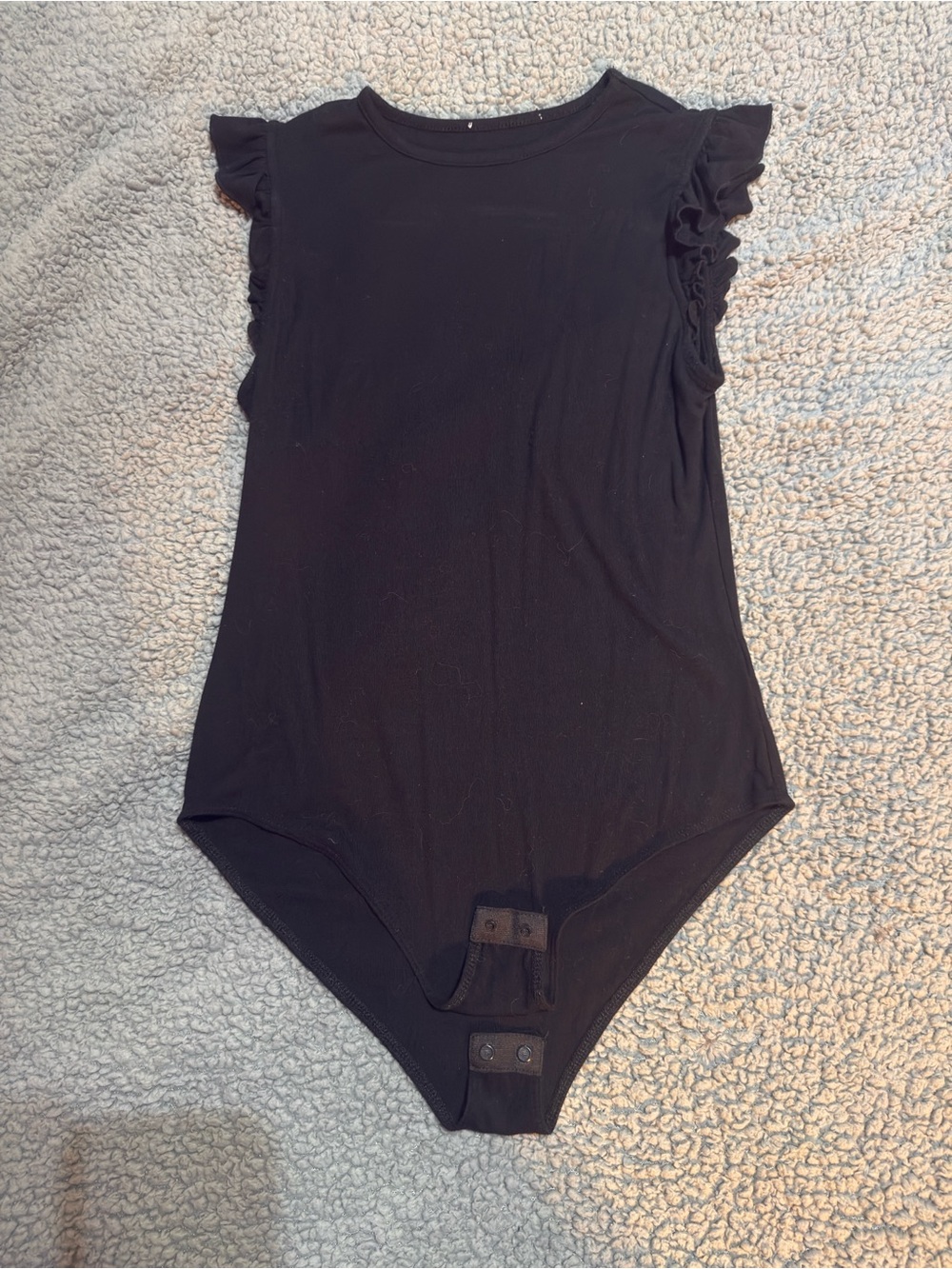Classic Black Ruffle-Sleeve Bodysuit